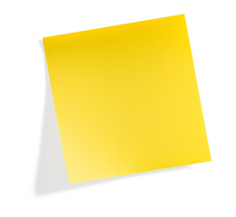Yellow blank post it note with shadow on transparent background (png image)