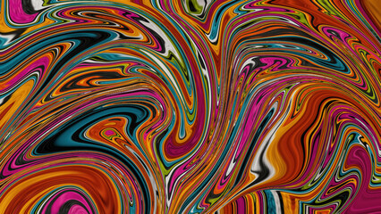 Trippy abstract colorful background, orange, red, pink, yellow, blue, green, purple, black, white