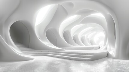 Abstract White Architecture Design Concept. 3d Render Illustration 