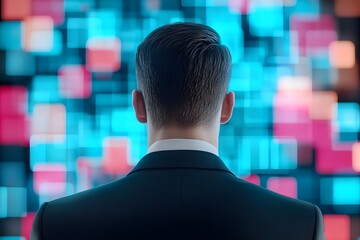 The digital visual of different colored of business man