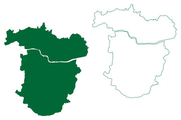 Sonbhadra district (Uttar Pradesh State, Republic of India) map vector illustration, scribble sketch Sonbhadra map