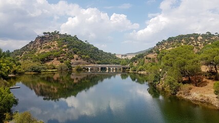 Fototapeta premium path reservoir of picados san juan swamp bridge