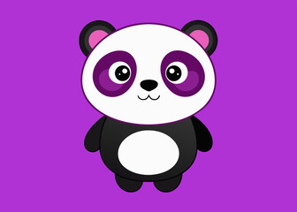 Cartoon Panda a on a purple background