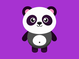 Cartoon Panda a on a purple background