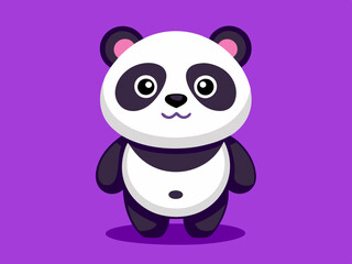 Cartoon Panda a on a purple background