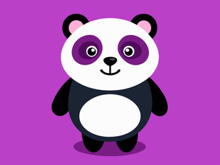 Cartoon Panda a on a purple background
