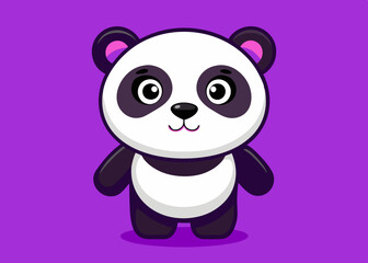 Cartoon Panda a on a purple background
