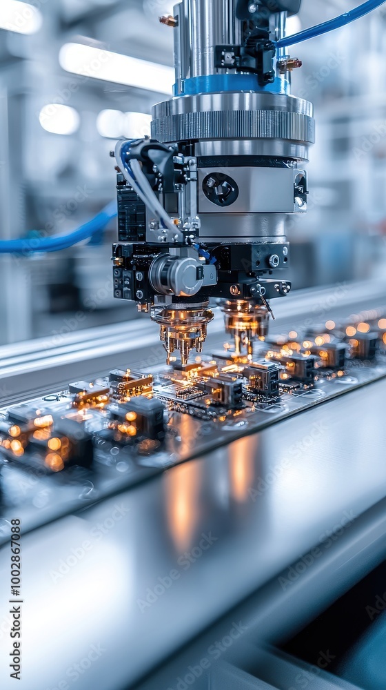 Aufkleber automated machinery in modern factory setting