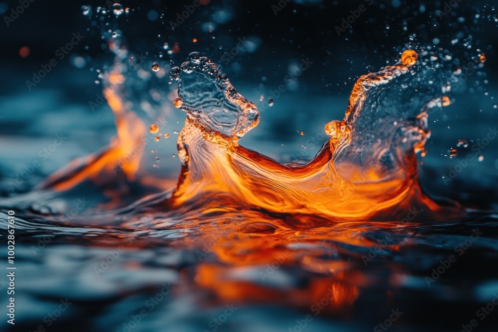 Aufkleber bright water droplets splash vividly, creating mesmerizing patterns in a dark environment