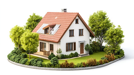  Classic house model house in the grass  , house on a green meadow 3d house 
