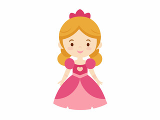 Little Princess in a pink dress isolated on a white background