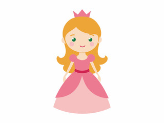 Little Princess in a pink dress isolated on a white background