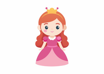 Little Princess in a pink dress isolated on a white background