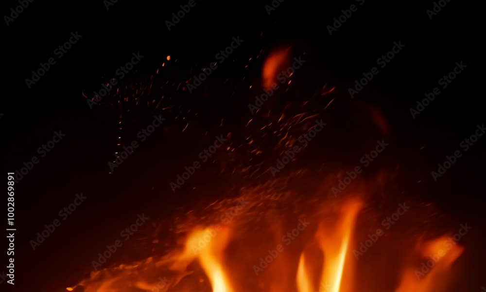 Poster closeup of vibrant flames dancing against a dark background, creating a mesmerizing and captivating 