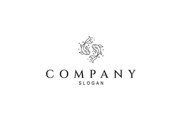 Two fish logo in minimal line art design style