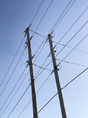 power lines on a sky