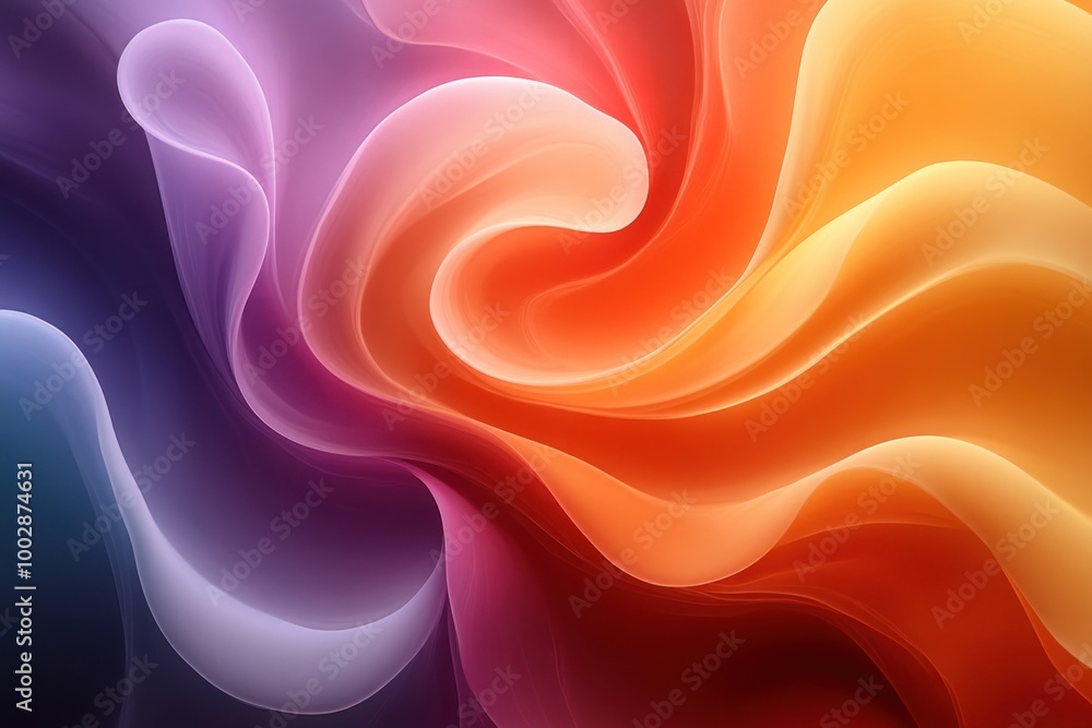 Poster colorful waves merge seamlessly, creating a fluid and soothing artistic design