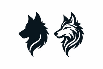  Wolf Head Logo Design Silhouette Vector