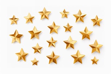 A golden star with a reflective surface and a three-dimensional design against a white backdrop.