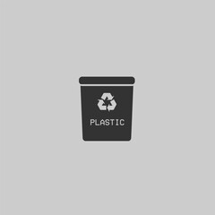 Waste recycling, plastic recycling icon in dark gray color with no white color and no outline. Environment and environmental protection.