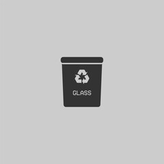 Waste recycling, glass recycling icon in dark gray color with no white color and no stroke. Environment and environmental protection.