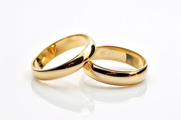 Wedding gold rings isolated on white.