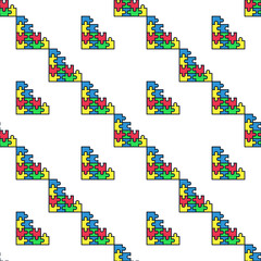 Obraz premium Colored Jigsaw Puzzles vector creative seamless pattern