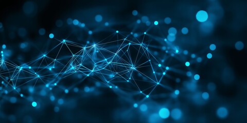 Abstract digital network with glowing blue lines, representing futuristic technology, communication, and the complex flow of data and information in cyberspace, Generative AI