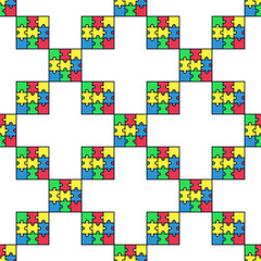 Creative Square Puzzle vector Jigsaw Puzzles colored seamless pattern