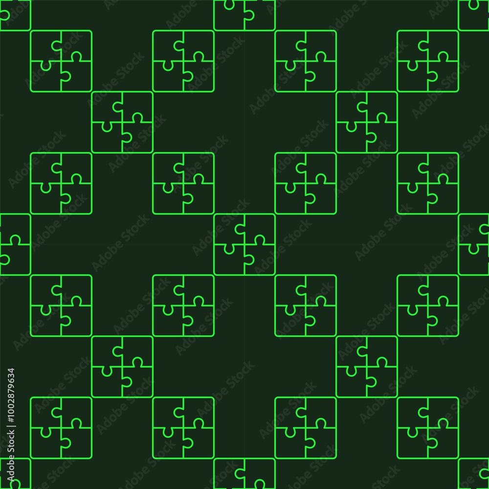 Aufkleber four connected jigsaw puzzle pieces vector linear seamless pattern