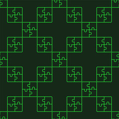 Four Connected Jigsaw Puzzle Pieces vector linear seamless pattern