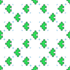 Green Jigsaw Puzzle vector colored minimal seamless pattern