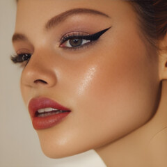 아름다운 여자 클로즈업 화장품 광고