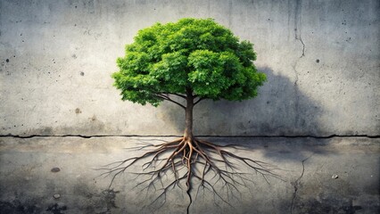 A tree breaking through concrete representing resilience and staying grounded in challenging times