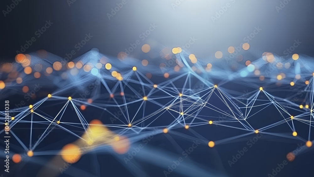 Poster abstract network connection with glowing lights