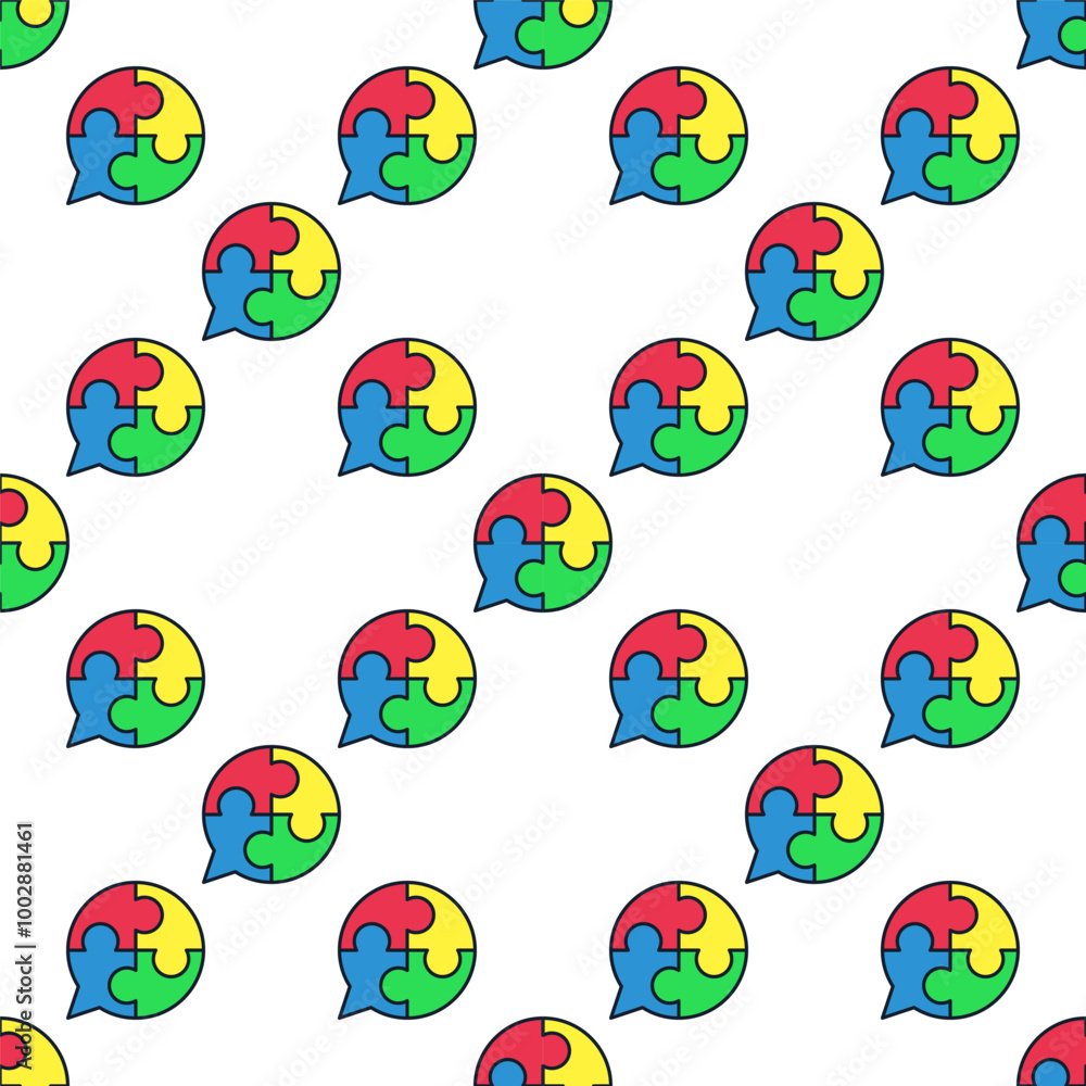 Poster jigsaw puzzle speech bubble vector colored seamless pattern