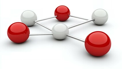 Fototapeta premium Abstract network of red and white spheres