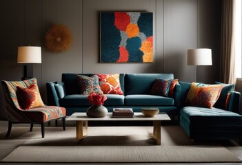 vibrant textures patterns modern home decor featuring lively unique contemporary aesthetic appeal, abstract, art, colorful, design, wall, digital, print