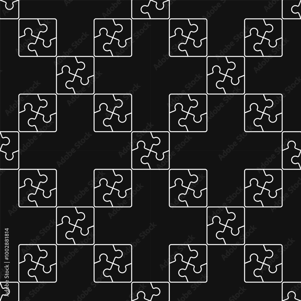 Aufkleber jigsaw puzzle creative vector seamless pattern in outline style