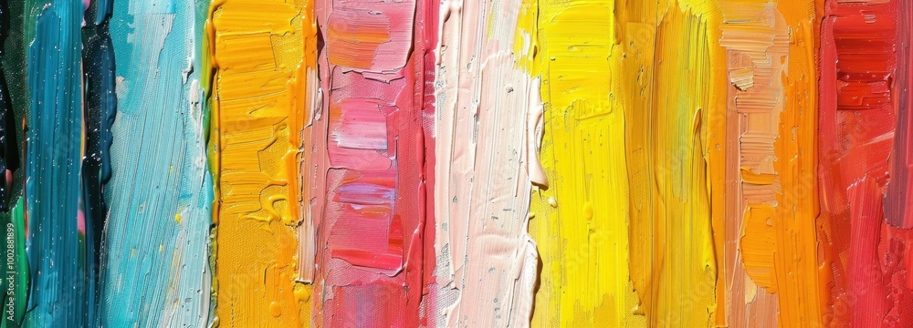 Poster abstract colorful stripes of paint on canvas creating a vibrant artistic background