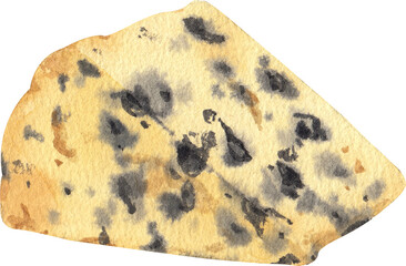 blue cheese, hand-drawn watercolor.painting illustration