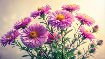 Fototapeta premium A vintage aster flowering plant on a white background