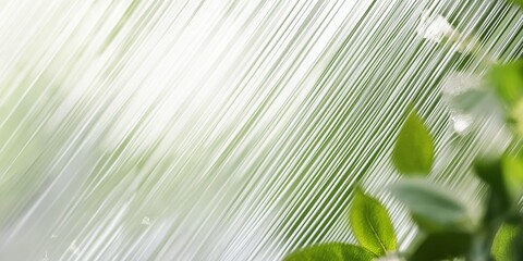 Abstract lines paired with green leaves, creating a minimalist and nature-inspired design that balances simplicity and organic beauty, Generative AI