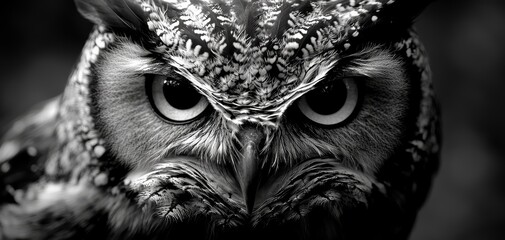 The intense gaze of an owl with a mirrored landscape in its eye, creating a powerful contrast between the predator s precision and the serenity of nature