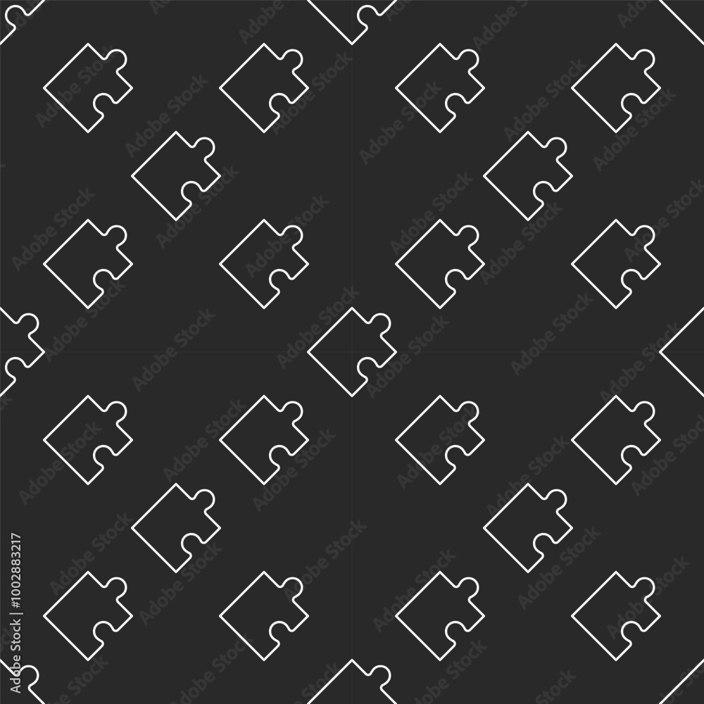 Poster one puzzle piece vector jigsaw puzzles seamless pattern in thin line style