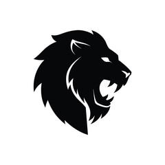 Lion head logo icon silhouette vector illustration