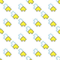 Pair of Jigsaw Puzzles vector colored seamless pattern