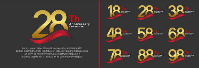 anniversary logotype set. vector design golden color number can be use for special moment