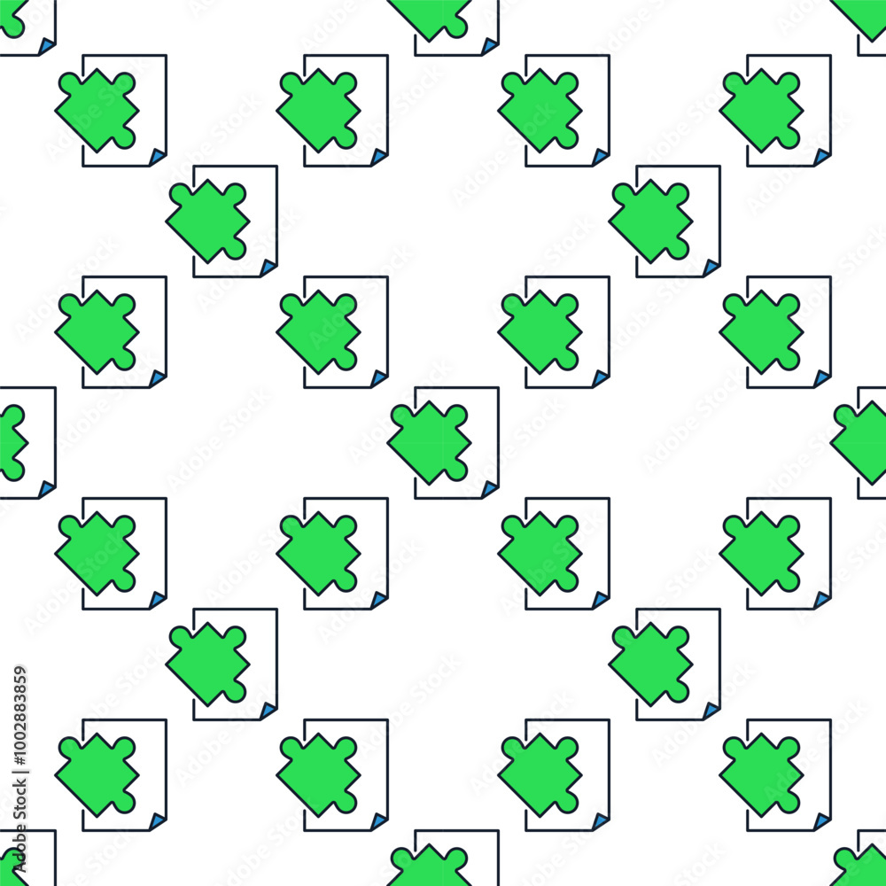 Poster paper and green puzzle vector jigsaw puzzles colored seamless pattern