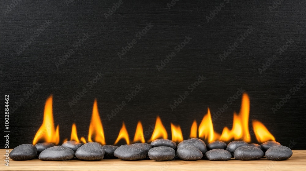 Poster intense flames and glowing coals create a mesmerizing display of heat and energy in a darkened backd